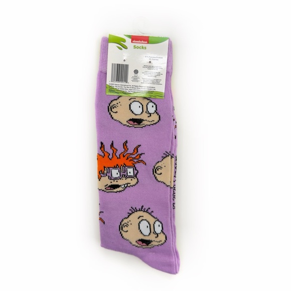 Rugrats Crew Socks Mens Womens Reptar Tommy Chuckie 90s Nickelodeon Green Purple - Picture 6 of 8